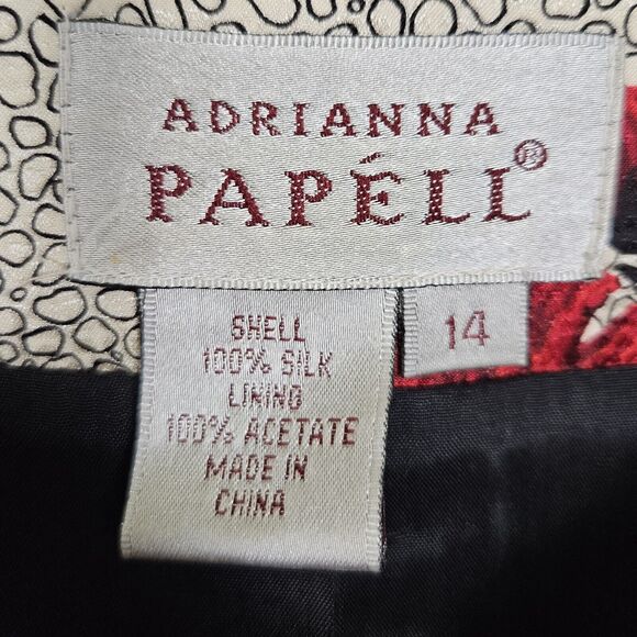 Vintage 90s Adrianna Papell Silk Jacket Plus Size 14 Floral Lined Formal Blazer - Picture 11 of 13
